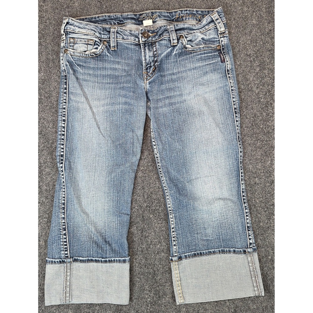 Silver Francis Capri Jeans Womens 34 Blue Cuffs
